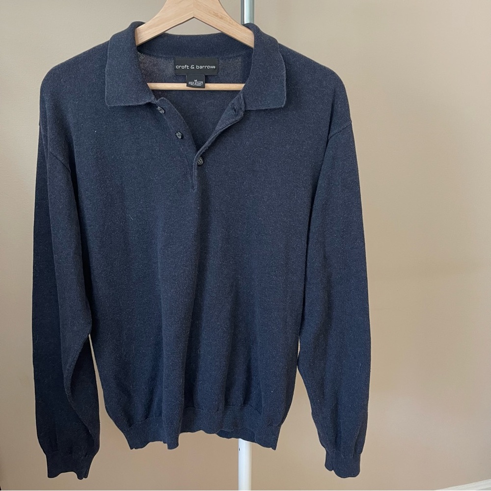 Croft and Barrow Navy Henley Pullover Sweater